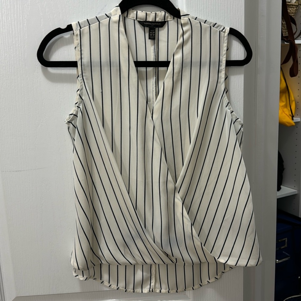 Banana Republic sleeveless stripe blouse